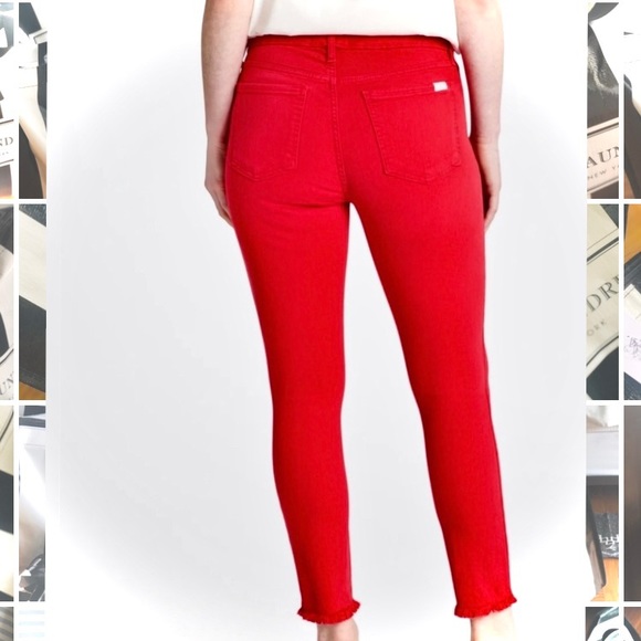 7 FOR ALL MANKIND | 28 | Frayed Hem Cigarette Skinny Cotton High Cropped Jeans - Picture 2 of 15